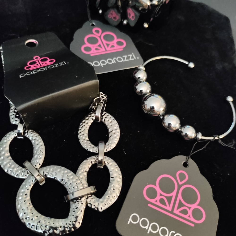 Paparazzi Black Metal Bracelet Lot